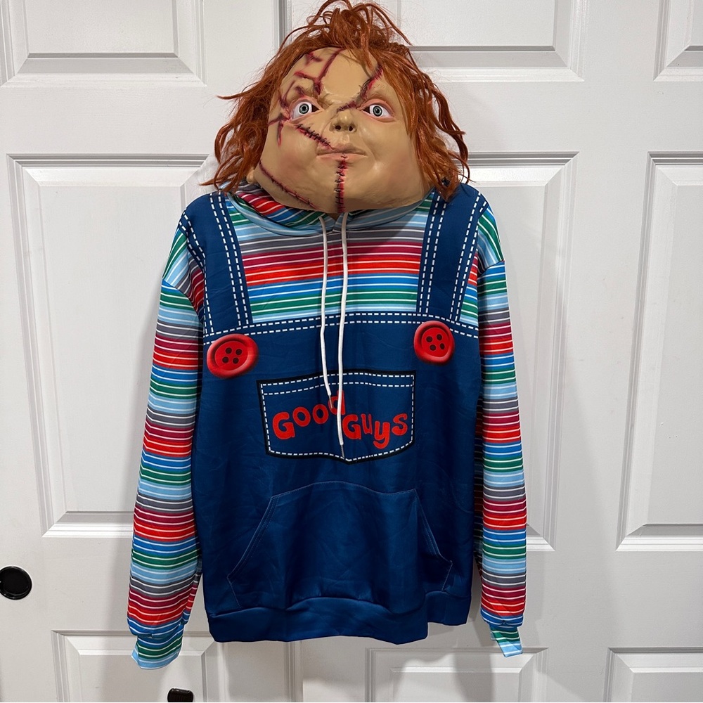 Good Guys Chucky Men’s Sweatshirt Costume for Cosplay of Halloween Size Large - Picture 12 of 14